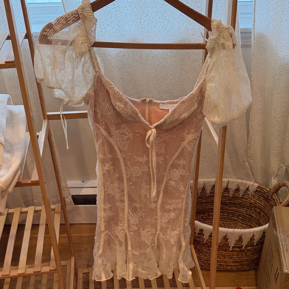 REVOLVE Blush Pink Lace Corset Mini Dress